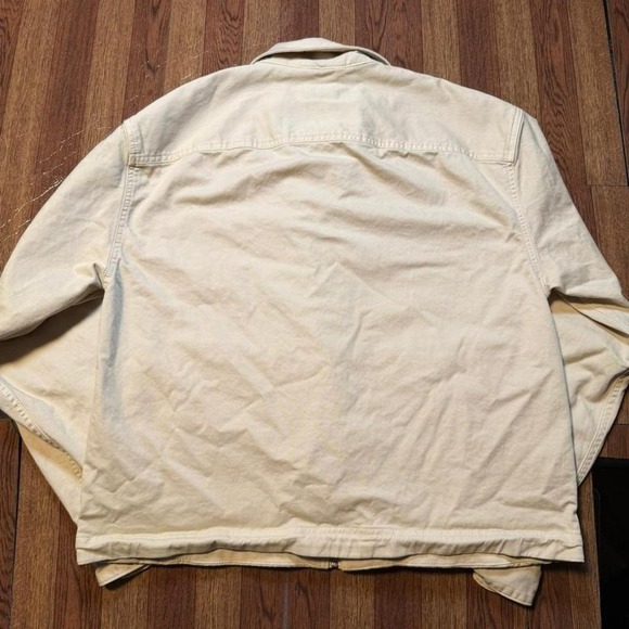 Abercrombie&Fitch Cream Beige Cropped Twill Zip Stanford Workwear Jacket Medium - Picture 2 of 7